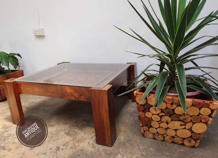 Contemporary Carved Pattern Coffee Table - Image 3
