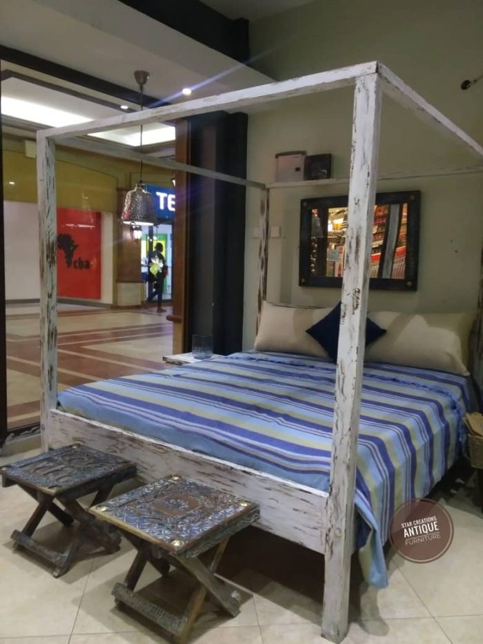 White Distressed Bed - Image 2