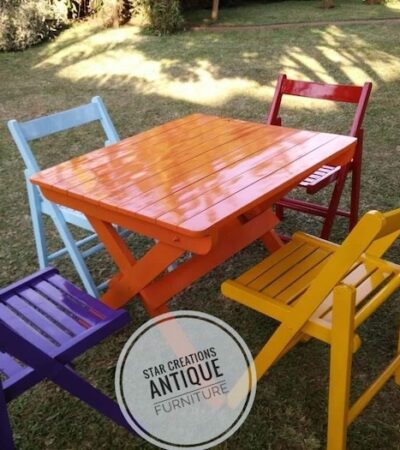 Fun Colour Sprayed Wood 4 Seat Dining Set