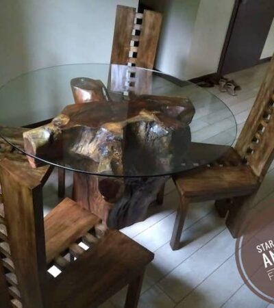 Jambula Log Glass 4 Seat Dining Set