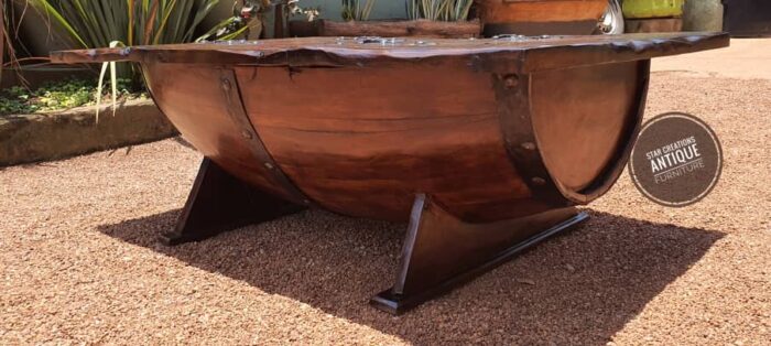 Coffee Table; Wine Barrel Table - Image 5