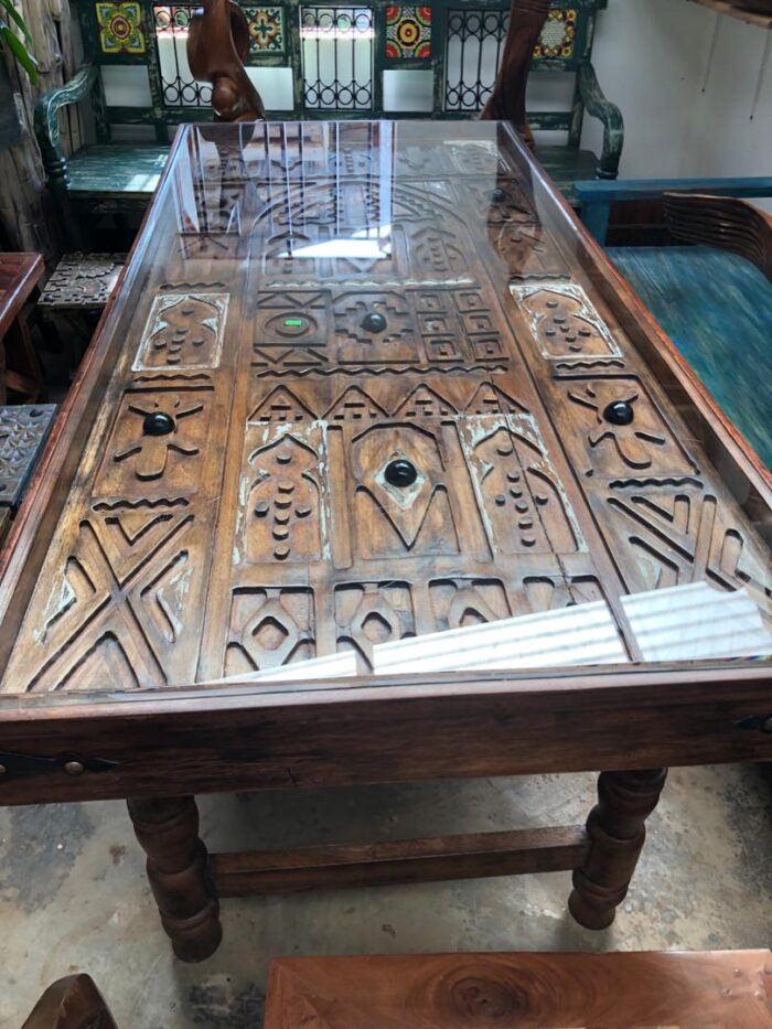 6 Seater Carved Dining Table