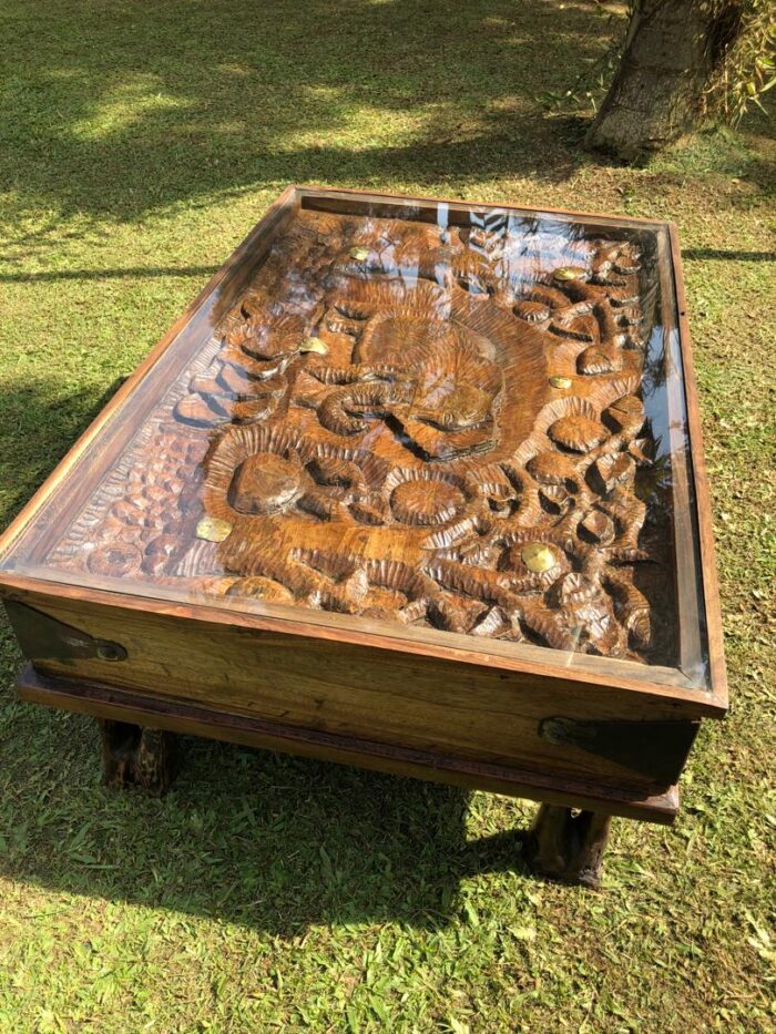 Elephant Carved Coffee Table - Image 4