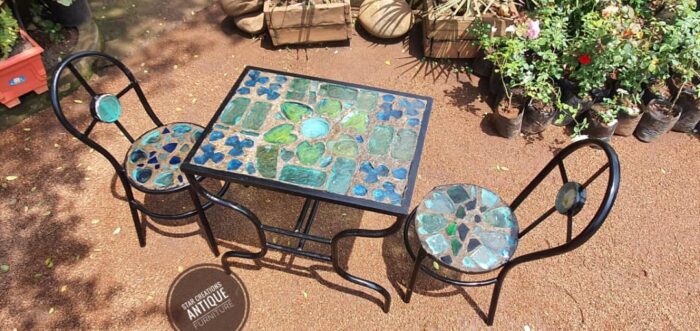 Recycled Glass 2 Seater Dining Set - Image 2